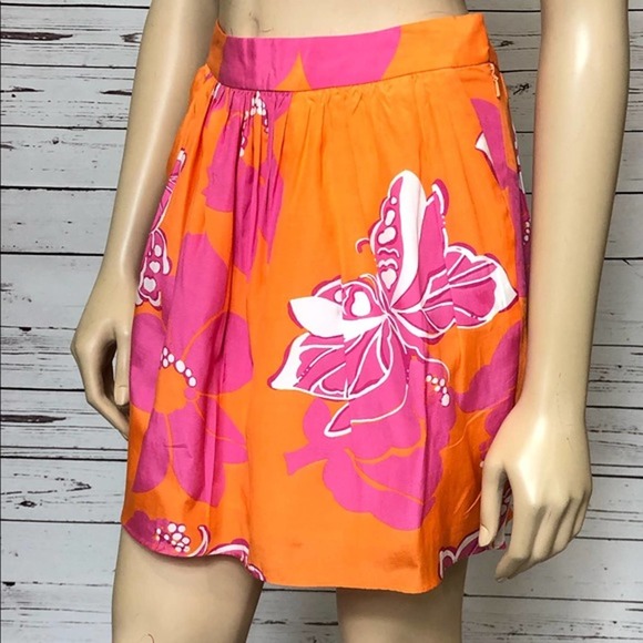 Lilly Pulitzer Bright Floral Mini Skirt Sz 0 EUC - Picture 2 of 6